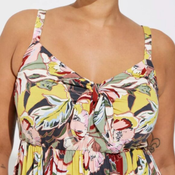 Torrid Mini Super Soft Bow Front‎ Skater Dress - Floral Multi - Picture 5 of 9